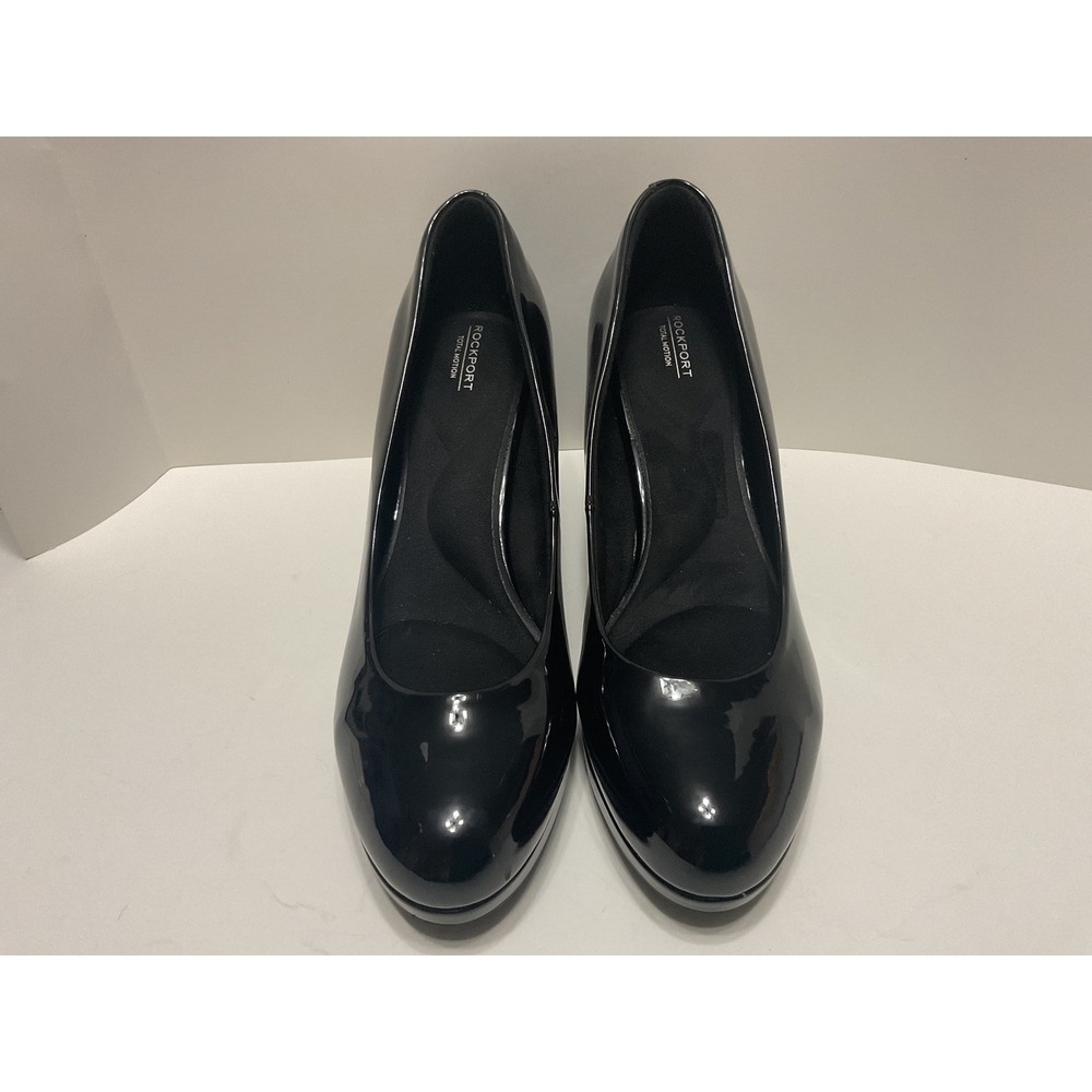Rockport Total Motion Black Patent Leather Platform Pumps Heels 9W‎ truTECH